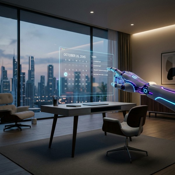 Роботизированная рука взаимодействует с цифровым календарем